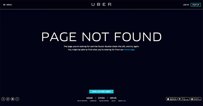 Uber 404 Error Page