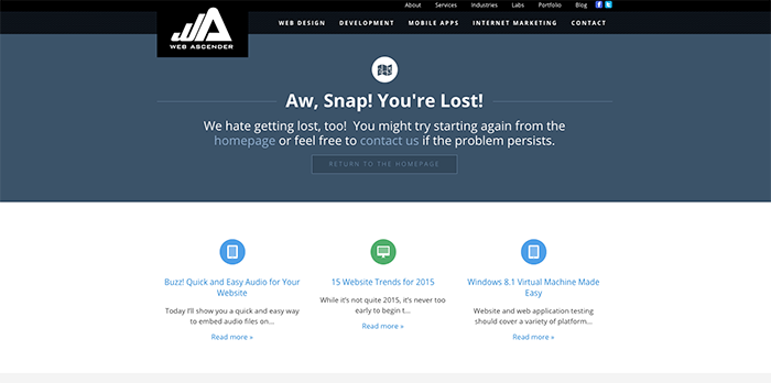 Web Ascender 404 Error Page