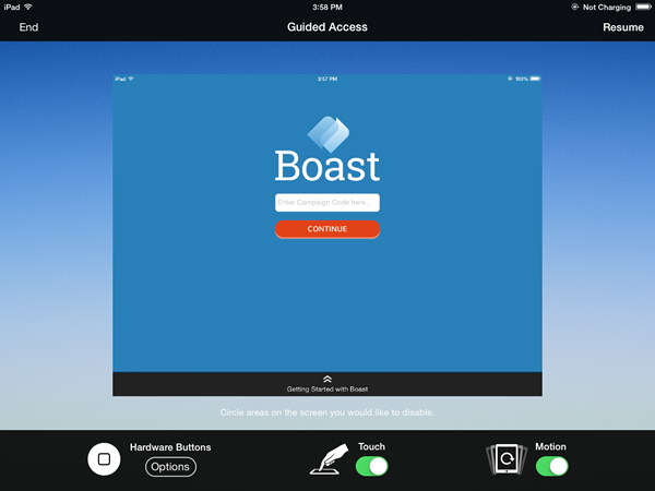 Boast Kiosk Mode