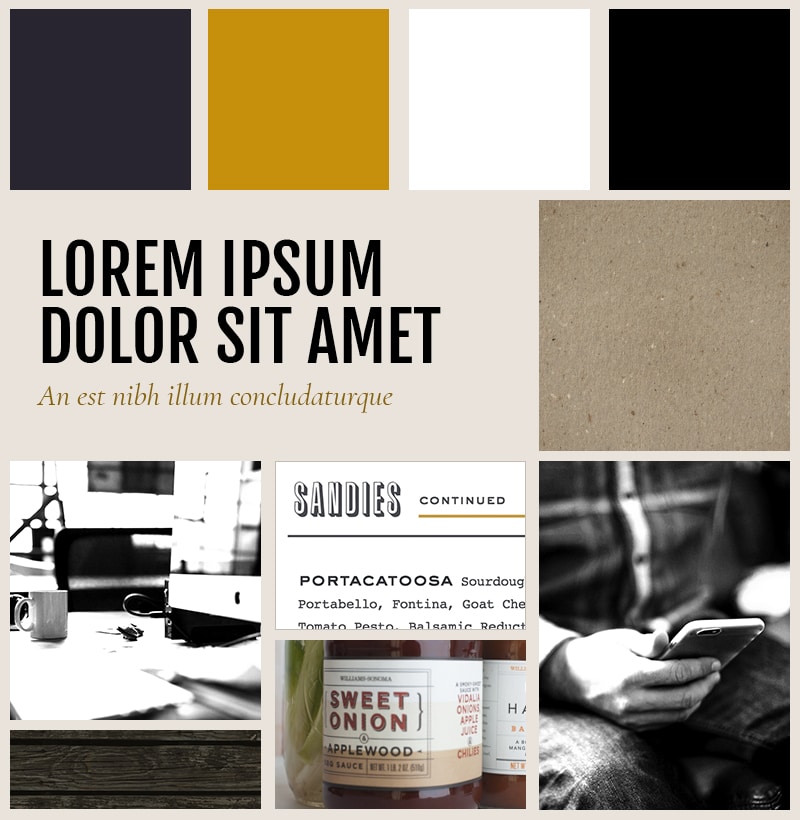 Rustic workspace mood board for your next web project