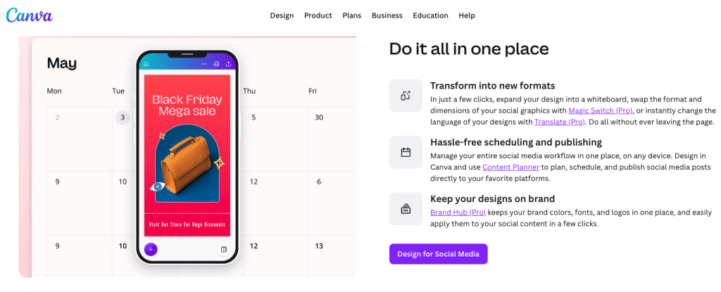 Canva social scheduling