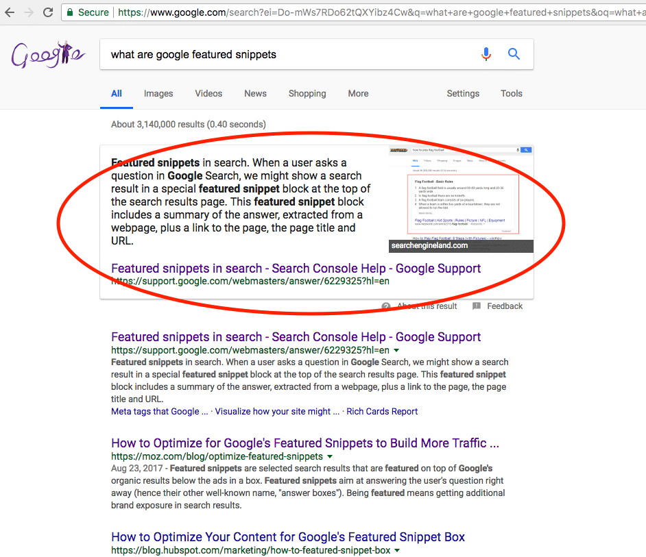 google featured snippets affect SERP position