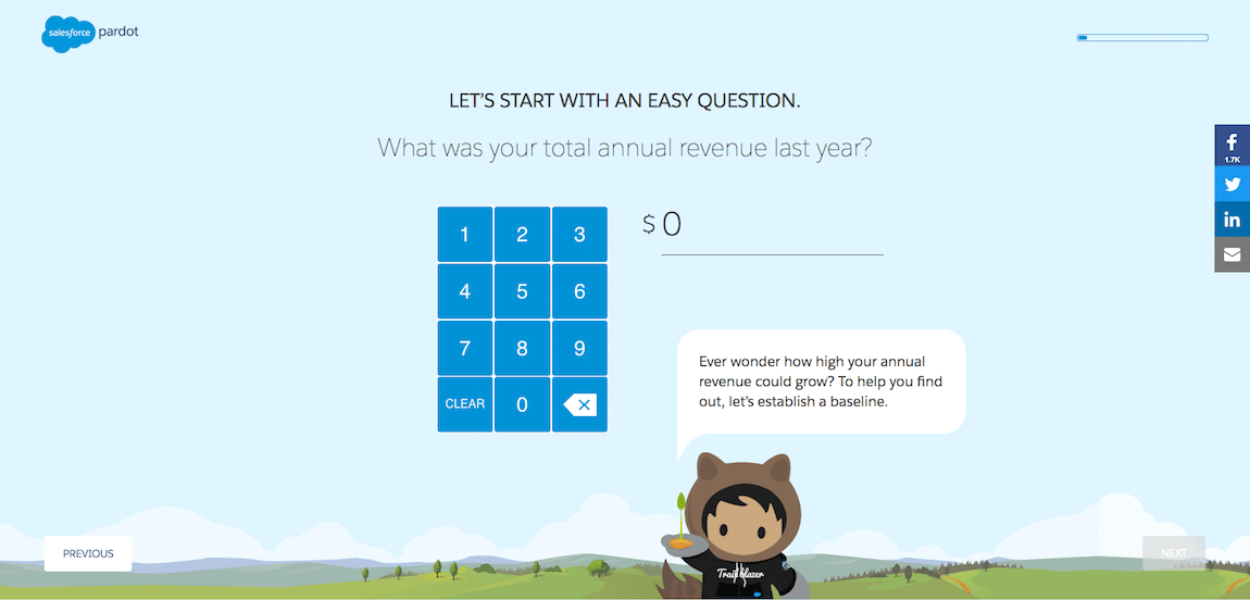 Pardot ROI Calculator Interactive Web Feature