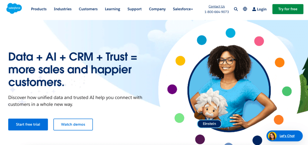 Salesforce's landing page passes the So What test