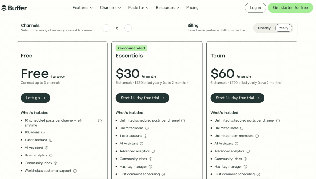buffer pricing