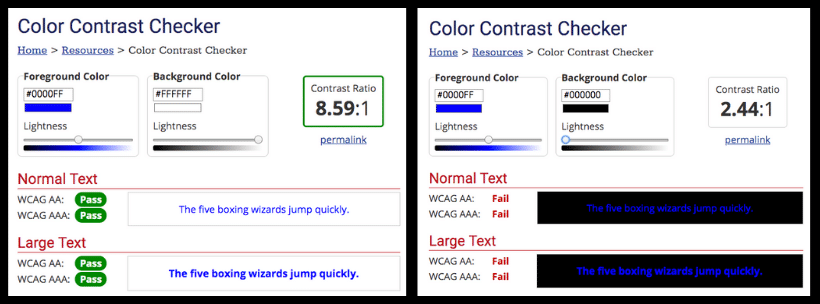 color contrast checker example