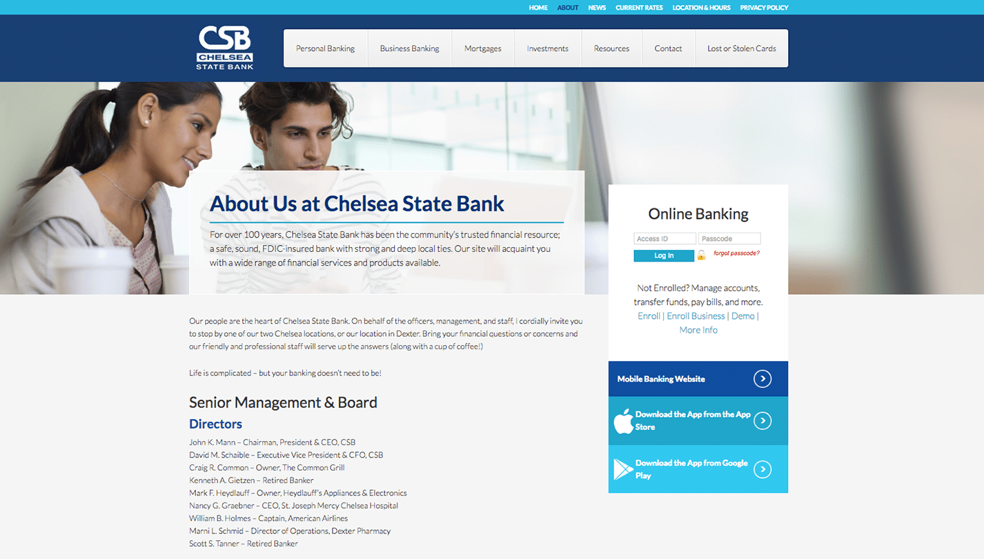 Chelsea State Bank screenshot