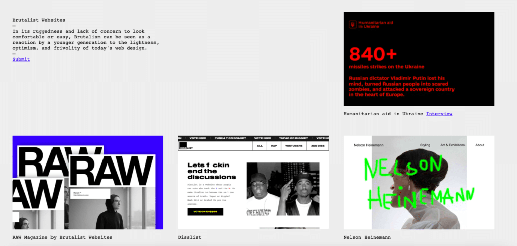 web design inspiration brutalism